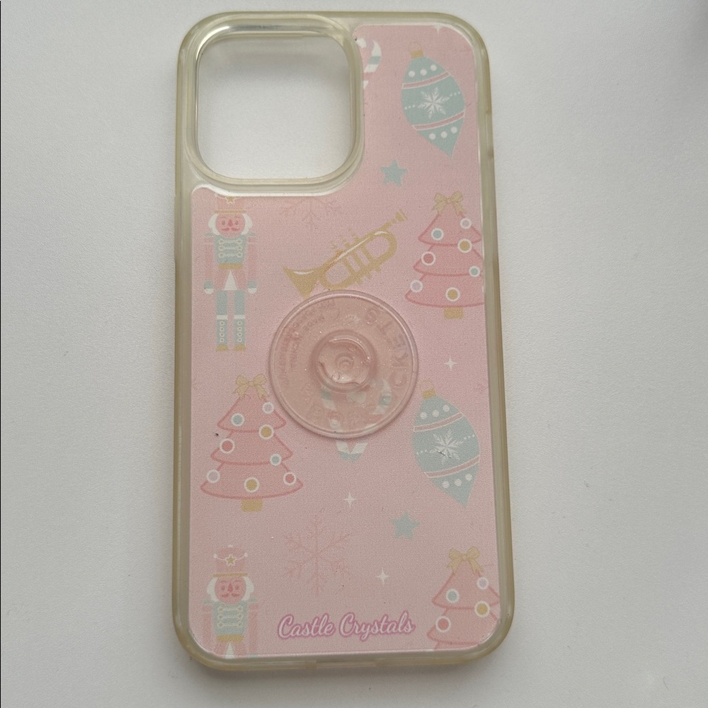 Castle crystals- iPhone 14 pro max Pink Christmas Themed Phone Case